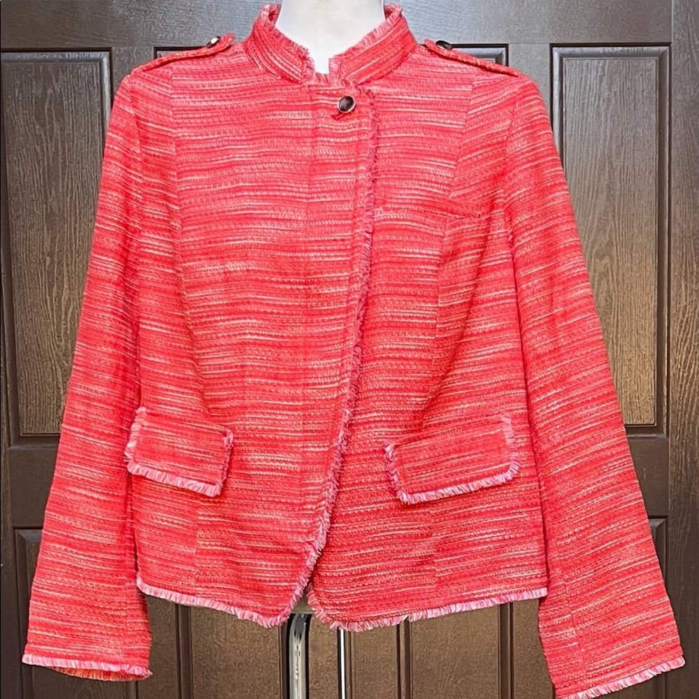 Chico’s textured fringe jacket